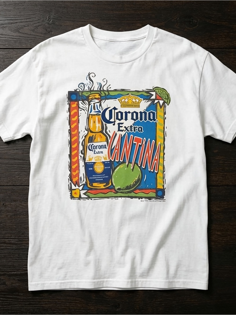 White Corona Beer Cantina Lime Graphic Tee - Party Mexican Style